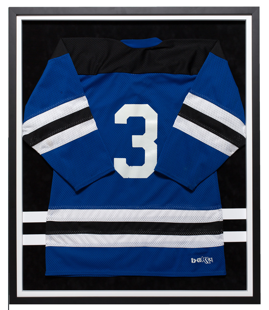 black and blue hockey jersey